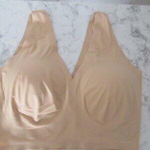 Calvin Klein Bra Bralette XL X Large Beige Tan Padded Wire Free Wireless
